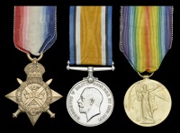 A Great War ‘V.C. action’ casualty group of three awarded to Private J. Johnston, 2nd Battalion, Royal...