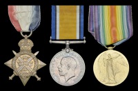 A Great War casualty group of three awarded to Captain G. C. S. MacLeod, 2nd Battalion, Royal Highlanders, formerly...