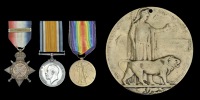 Three: Private J. Robertson, 2nd Battalion, Royal Highlanders, killed in action, 13 May 1915

1914 Star, with...