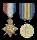 A Great War ‘V.C. action’ casualty pair to Private W. Robertson, 1st Battalion, Royal Highlanders, killed in...