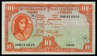 Ten Shillings, 5 June 1943, 59G 014918, code letter M, Brennan-McElligott signatures (LTN 21; Pick 1D). Very fine to...