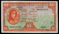 Ten Shillings, 10 August 1943, 78G 011314, final date and prefix for code letter M, Brennan-McElligott signatures...