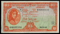 Ten Shillings, 26 October 1943, 91G 037134, code letter R, Brennan-McElligott signatures (LTN 21; Pick 1D). Very...