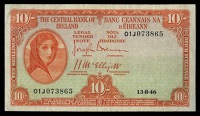 Ten Shillings, 13 August 1946, 01J 073865, Brennan-McElligott signatures (LTN 26a; Pick 56b). Pressed, otherwise...