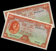 Ten Shillings (2), 19 January 1950, 61L 085735, 13 March 1950, 86L 048772, Brennan-McElligott signatures (LTN 26a;...
