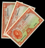 Ten Shillings (3), 14 September 1950, 52M 089225, 28 September 1950, 58M 062675, 3 October 1950, 61M 080283,...