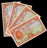 Ten Shillings (4), 28 May 1957, 52N 281434, 11 March 1959, 68N 905298, 1 September 1959 (2), 78N 127263, 78N 127265,...