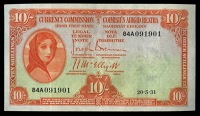 Ten Shillings, 20 May 1931, 84A 091901, Brennan-McElligott signatures (LTN 8; Pick 1A). Good very fine 	£400-500