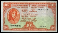 Ten Shillings, 29 September 1931, 15B 097933, Brennan-McElligott signatures (LTN 8; Pick 1A). Good very fine
...