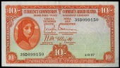 Ten Shillings, 4 August 1937, 35D 099150, Brennan-McElligott signatures, final date of issue (LTN 8; Pick 1A)....