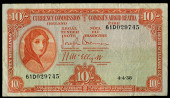 Ten Shillings, 4 April 1938, 61D 029745, Brennan-McElligott signatures (LTN 13; Pick 1B). Good fine 	£100-150