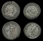 Constantius I (Cæsar, 293-305), Folles (2), both London, 297-303, unmarked issue, revs. genio popvli romani, naked...