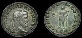Galerius (Cæsar, 293-305), Follis, London, 297, first issue, laureate bust right, rev. genio popvli romani, naked...