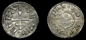 Northumbria (York), Cnut/Siefred, Penny, ebr · ai · ce · c around patriarchal cross, rev. d · n s · ds · rex...