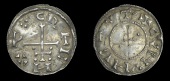 Northumbria (York), Cnut, Penny, cnvt rex :· around patriarchal cross, rev. cvn :· net :· t around cross pattée,...