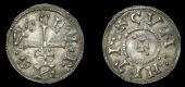 Northumbria (York), Cnut, Penny, cnvt r · e ·:· · x partially retrograde around patriarchal cross, rev. cvn...