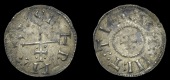 Northumbria (York), Cnut, Penny, cnvt re [—]x partially retrograde around patriarchal cross, rev. [cvn] ·:· net...