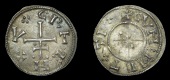 Northumbria (York), Cnut, Penny, cnvt rex ·:· around patriarchal cross, rev. cvn ·:· net ·:· ti ·:· around...