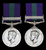 General Service 1918-62, 1 clasp, Malaya, G.VI.R. (2) (22206423 Tpr. B. D. Connelly. 4th H.; 22230033 Tpr. R. J....