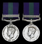 General Service 1918-62, 1 clasp, Malaya, G.VI.R. (2) (14186734 Cpl. F. O’Conor. R. Innisks; 22804437 Pte. H....