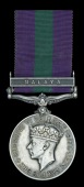 General Service 1918-62, 1 clasp, Malaya, G.VI.R. (21046519 Tpr. F. J. Puttnam. Glider P.) light contact marks to...