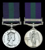General Service 1918-62, 1 clasp, Malaya, E.II.R. (2) (23159582 Fus. J. Orr. R.S.F.; 22795525 Rfn. A. McArthur....