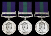General Service 1918-62, 1 clasp, Malaya, E.II.R. (3) (3959405 W.O. Cl. 2. C. V. Aven. S. Staffords.; 22664052 Pte....