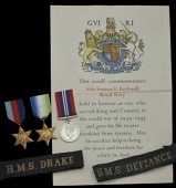 Three: Able Seaman E. Rothwell, Royal Navy, who was killed in action in H.M.S. Hunter during the the battle of...
