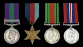 Four: Fusilier C. Carey, Royal Irish Fusiliers

General Service 1918-62, 1 clasp, Palestine (6978295 Fsr. C....