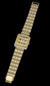 A gentleman’s diamond set wristwatch, by Piaget, the openwork track-link style dial pavé set with brilliant-cut...