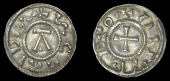 Danish East Anglia, St Edmund Memorial coinage, Penny, uncertain moneyer, sceaidia, large A, rev. dntrdvo, cross,...