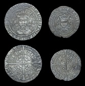 Henry VI (First reign, 1422-1461), Rosette-Mascle issue, Groat and Halfgroat, both Calais, mm. crosses II/V, IIIb/V,...