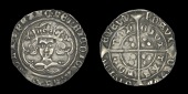 Henry VI (First reign, 1422-1461), Leaf-Pellet issue [B], Groat, London, mm. cross IIIb on obv. only, leaf on...
