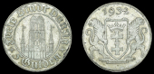 Danzig, Free City, 5 Gulden, 1932, obv. Marienkirche (Gum. 2651a; KM. 156). Cleaned, otherwise good very fine,...