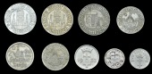 Danzig, Free City, 5 Gulden (3), 1932 (KM. 156-7); 2 Gulden (3), 1923, 1932 (2) (KM. 146, 155); Gulden, 1932 (KM....