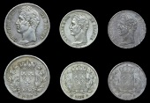 France, Charles X, 2 Francs, 1827w, Lille (Gad. 516; KM. 725.13); Francs (2), 1827a, 1828a, Paris (Gad. 450; KM....
