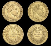 France, Napoleon III, 10 Francs, 1862a, Paris (Gad. 1015; KM. 800.1; F 586); 10 Francs, 1866bb, Strasbourg (Gad....