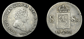Norway, Carl XIV Johan, 8 Skilling, 1825, Kongsberg (NM 42; KM. 299). About very fine 	£150-180