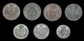 Poland, Grand Duchy of Warsaw, 10 Groszy, 1812ib (KM. C84); 5 Groszy, 1811is (KM. C83); 3 Grosze, 1812ib (KM. C82);...