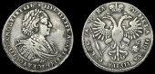 Russia, Peter I, Rouble, 1721, Kadashevsky, large rosette above head, k on shoulder, 28.25g/12h (Diakov 24; Sev....