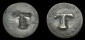 Double Island Issues, St Kitts-Tortola, Black Dogg, a counterfeit Cayenne 2 Sous, 1789a, obv. countermarked with...