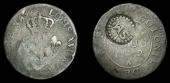 St. Maarten, Authority of January 1798, One Stuiver, a counterfeit Cayenne 2 Sous, 1782a, rev. countermarked stm...