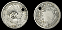 St Bartholomew (St Barts), Authority of 30 December 1808, Fourteen Stuivers, a George III, Shilling, 1816, obv....