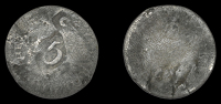 St Bartholomew (St Barts), Issues post-1821, Five Stuivers, a Spanish-American Half-Réal, one side countermarked 5...