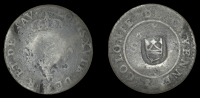 St Bartholomew (St Barts), One Stuiver (c. 1834?), a Cayenne 2 Sous, rev. countermarked with crown raised within a...