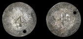 Nevis, Four Doggs, c. 1801 (valued at Sixpence), a Spanish-American Half-Réal, obv. countermarked with incuse 4,...