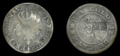 Nevis, Black Dogg, c. 1801, a counterfeit Cayenne 2 Sous, rev. countermarked nevis raised within a shaped indent,...