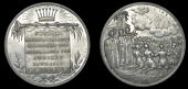 Golden Jubilee of the Church Missionary Society, 1848, a white metal medal by J. Davis, celestial crown above...