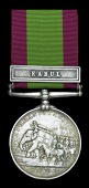 Afghanistan 1878-80, 1 clasp, Kabul (Sowar Bag Singh 5th. Punjab Cavy.) contact marks and edge bruise, very fine	...