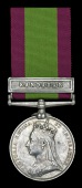 Afghanistan 1878-80, 1 clasp, Kandahar (Rifleman Nurbeer Sahie 2nd. Goorkha Regt.) light solder marks to backstrap...